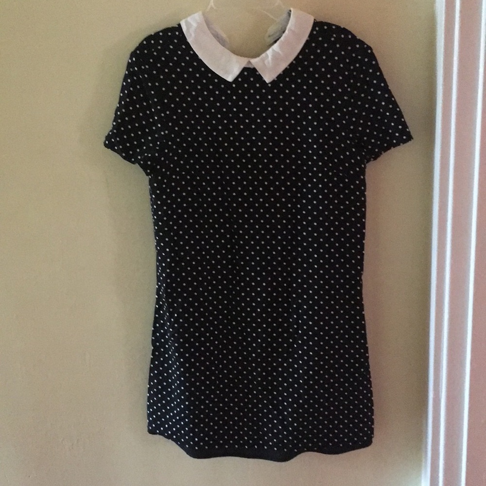 polka dot black and white t shirt dress